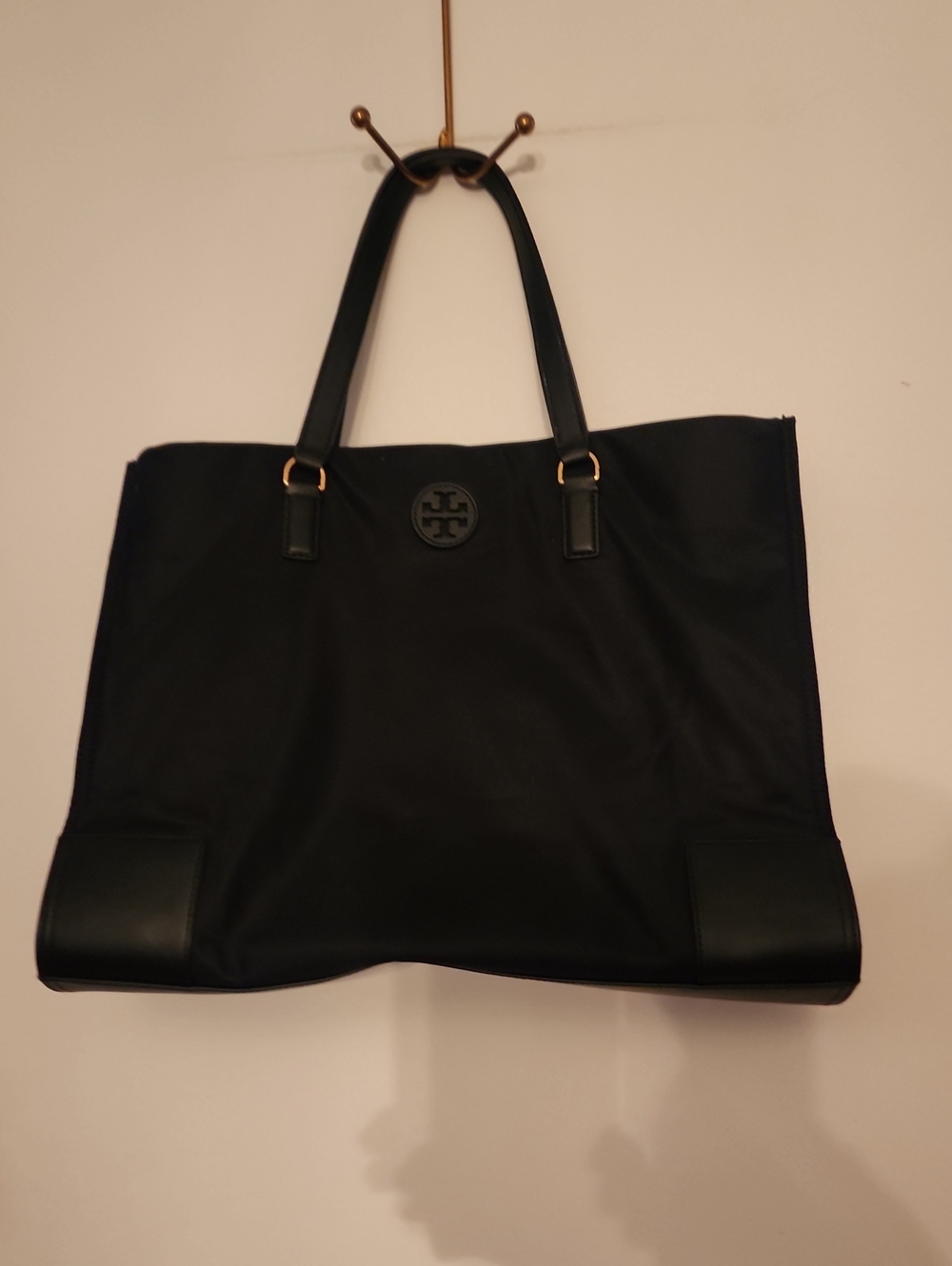 Tory Burch Ella Black Logo Nylon Tote